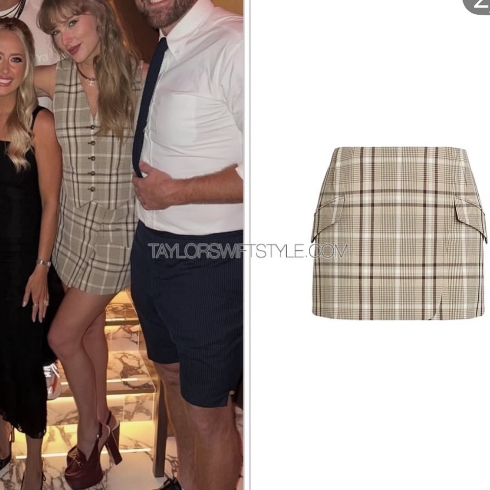 SIMKHAI Payton Wrap Mini Skirt in Sand Plaid Size 8